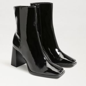 Sam Edelman boots Ivette booties black patent leather square heels sz 9 NWOT